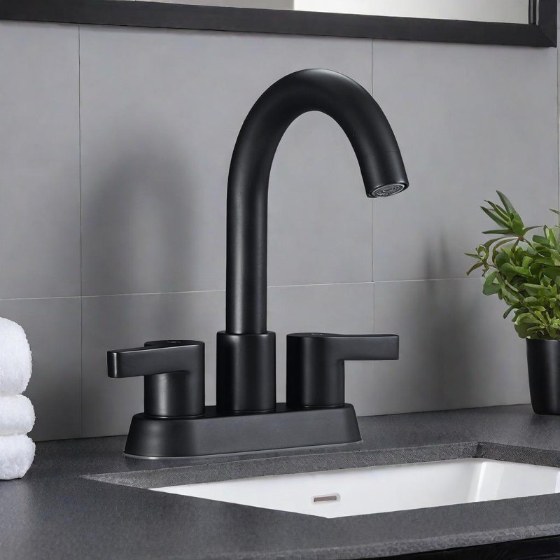 Robinet de lavabo de salle de bain central à 2 poignées avec ensemble de bonde escamotable, Nickel brossé