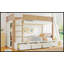 Lit superposé simple au dessus d'un lit simple / simple TG au dessus d'un lit double avec 4 tiroirs de rangement, fabrication en bois massif et garde-robe intégrée, aucun sommier n'est requis, beige et naturel