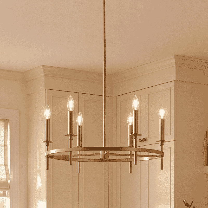 Kerween 6-Light Chandelier in Natural Brass, Natural Brass