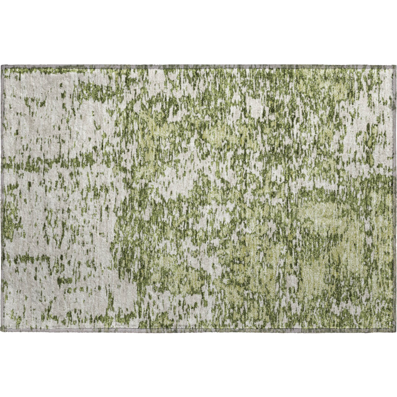 Premium Machine Washable Prisco Olive Rug, Rectangle 1'8" x 2'6"