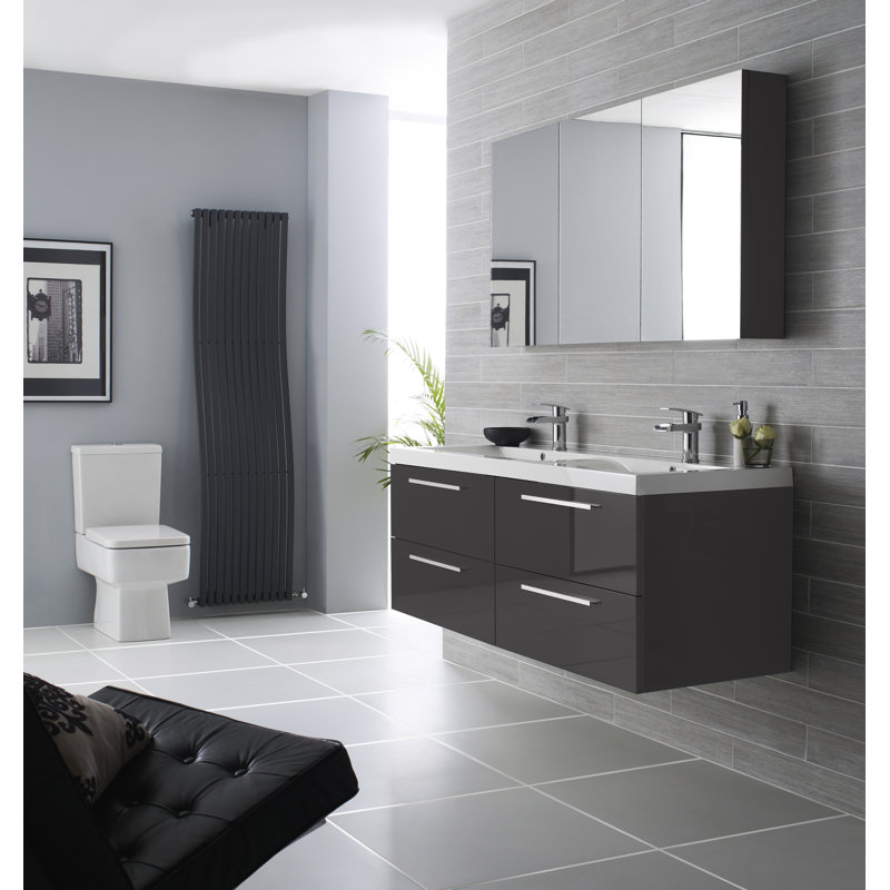 Quartet 720mm Single Bathroom Vanity with Integrated Polymarble Basin, Grey Gloss