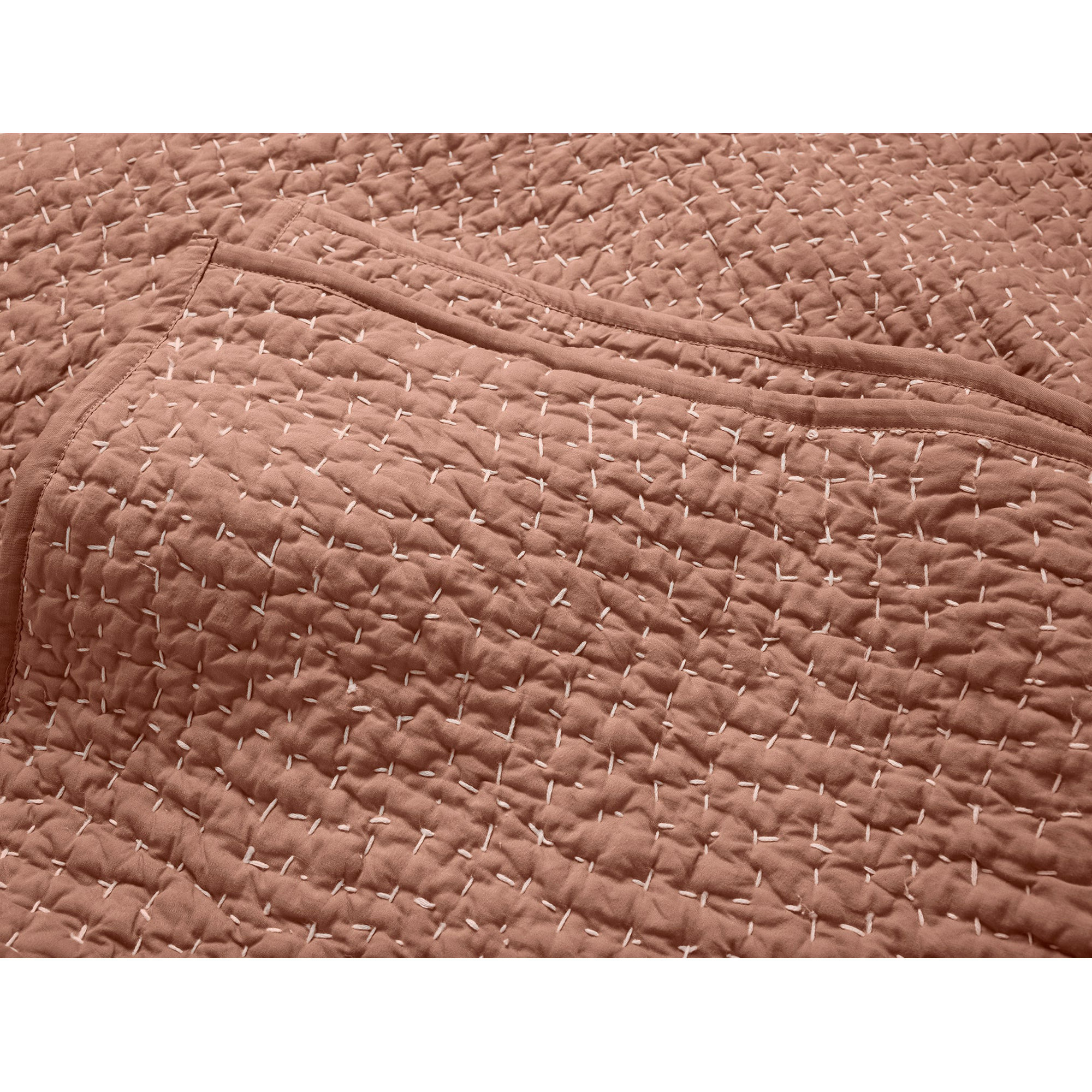 Pebbled Handstitched Organic Quilt, Full/Queen Quilt, Praline