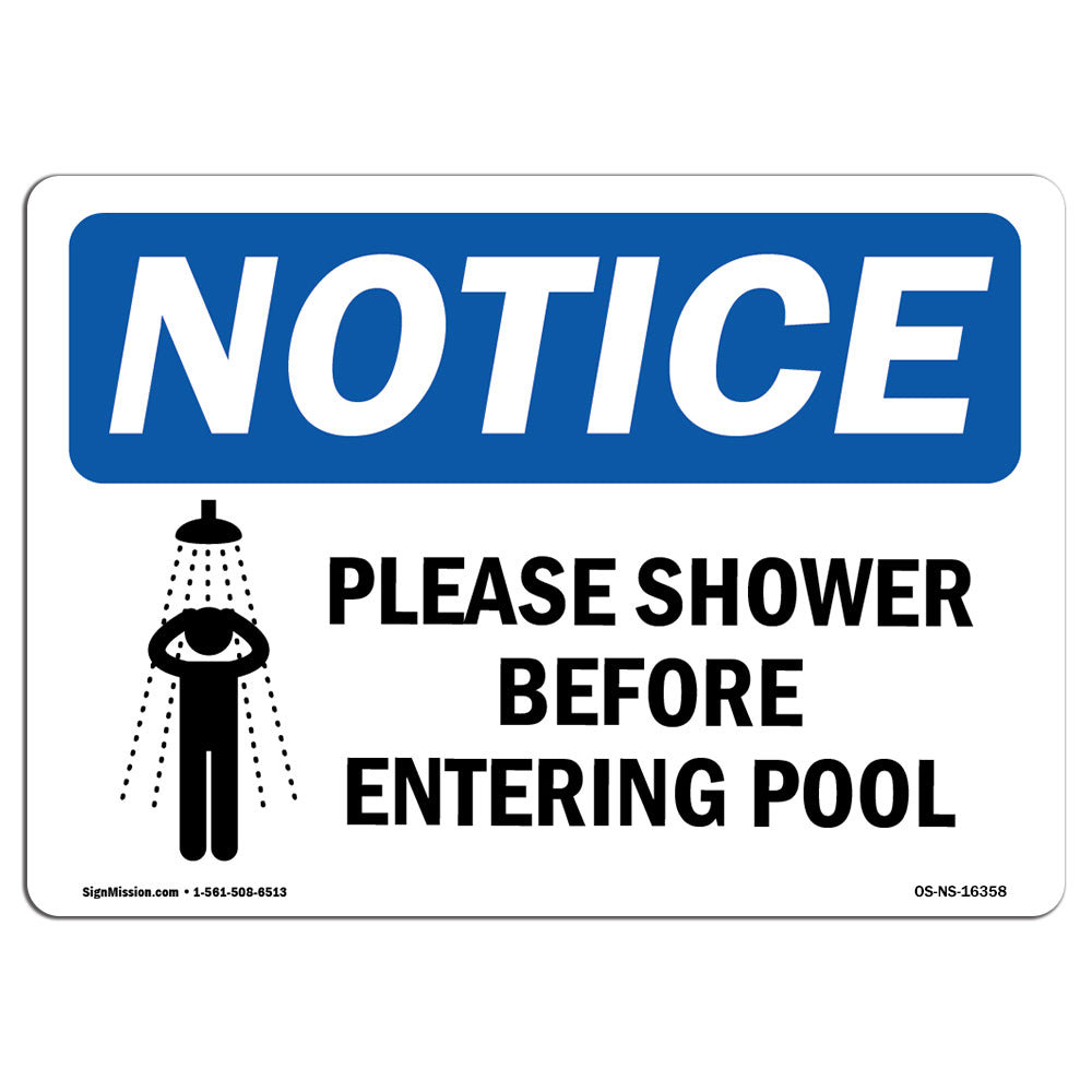 Please Shower Before Entering Pool Sign SignMission