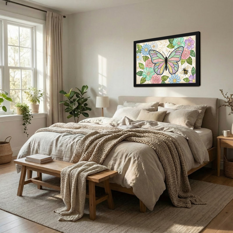 Animaux, animaux, fleurs, abeilles, impression de motifs de jardin, H 16 po x l 24 po