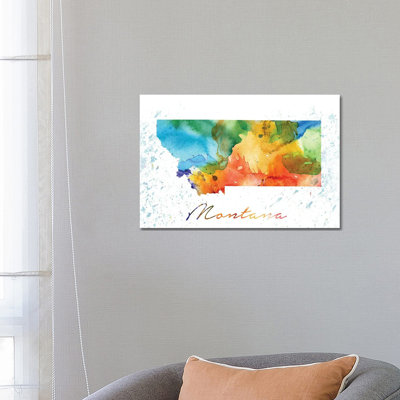 Montana State Colourful - Wrapped Canvas Print