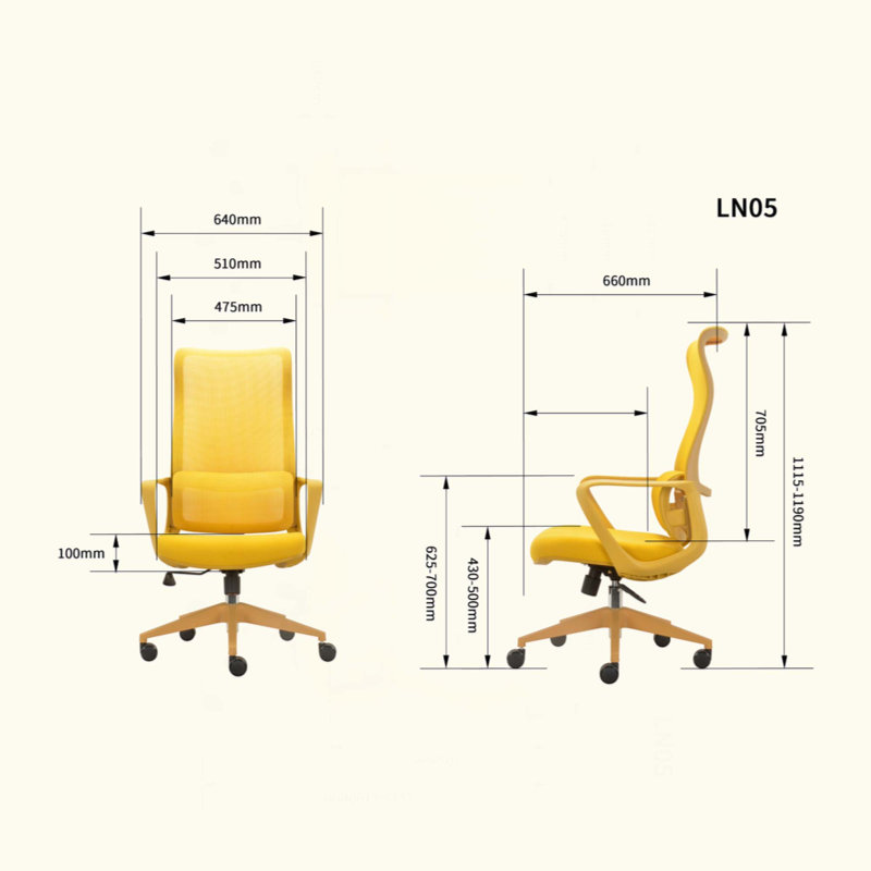 Fauteuil de bureau ergonomique et coloré 350LBS Home Office Mesh, Yellow, Yellow