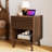Mid-century Modern Nightstand With Charging Station, Fluted Drawer, Wood Bedside Tables With Open Shelf, Walnut