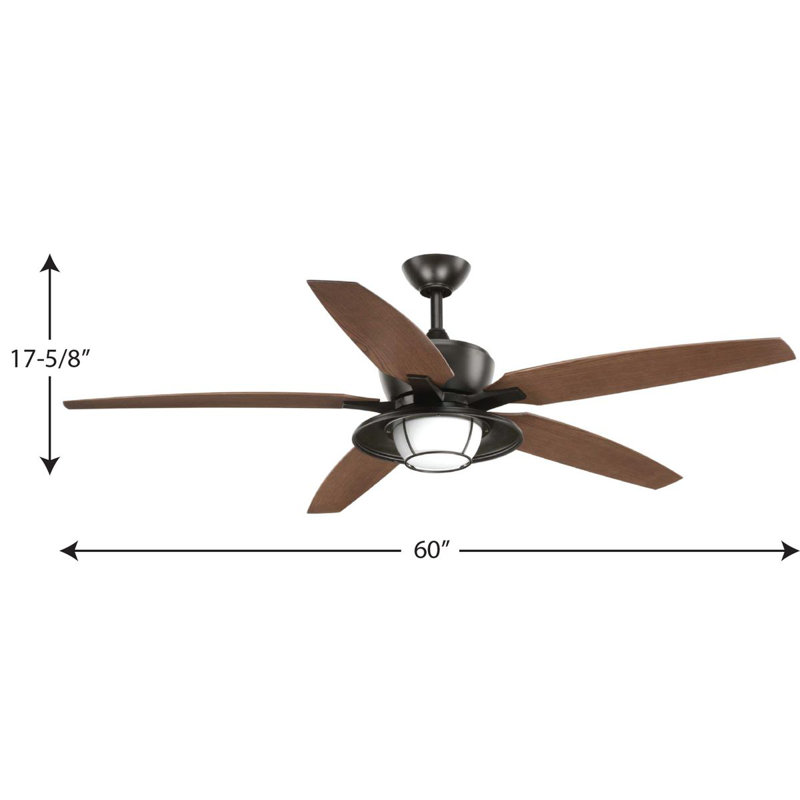 Montague 60'' Ceiling Fan with LED Lights, Black with Antique Bronze Blades