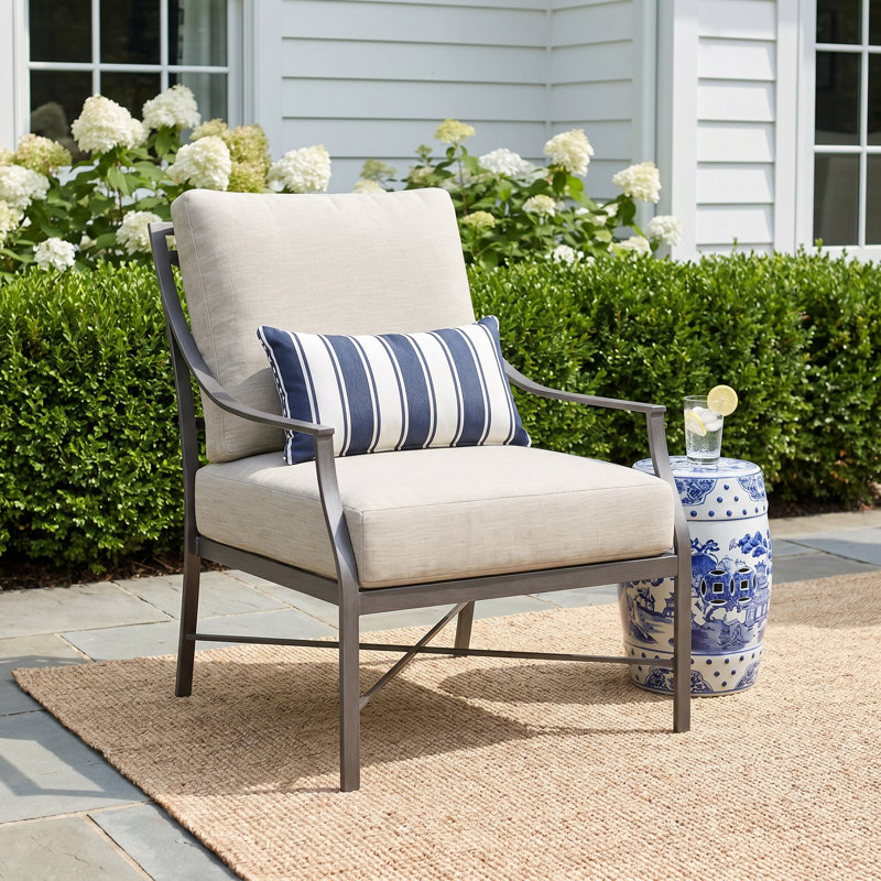Fauteuil en aluminium Monaco - gris ardoise, InsideOut® Rollo ‑ lin Chambray, Gris ardoise, Welt