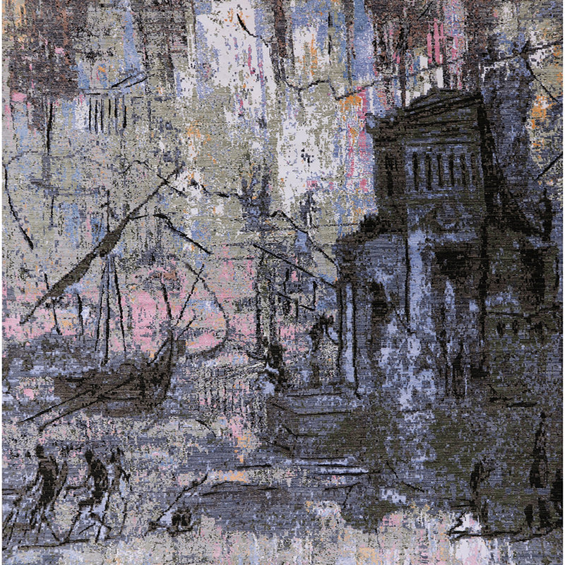 Tapis noir / gris Braceville, Carré 3 pi