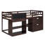 Lit mezzanine simple bas avec bureau roulant, tablette et tiroirs-1078606131