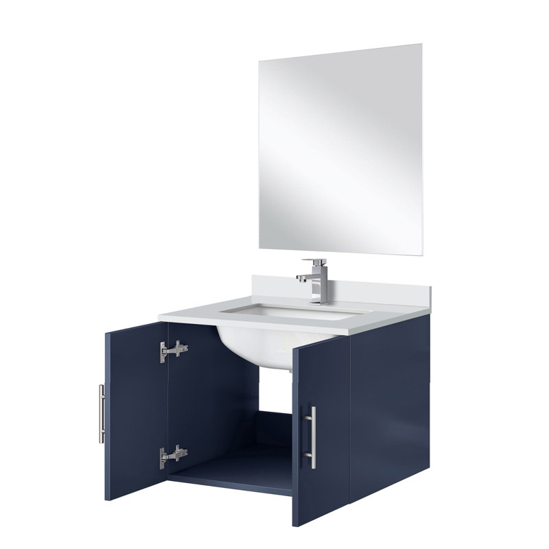 Single Bath Vanity 24 In. W X 22 In. D, Quartz Countertop, 18 In. Mirror And Faucet Set