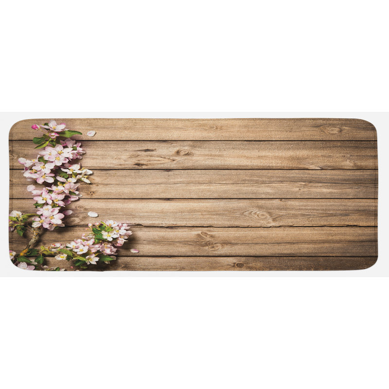 Rustic Striped Polyester Kitchen Mat