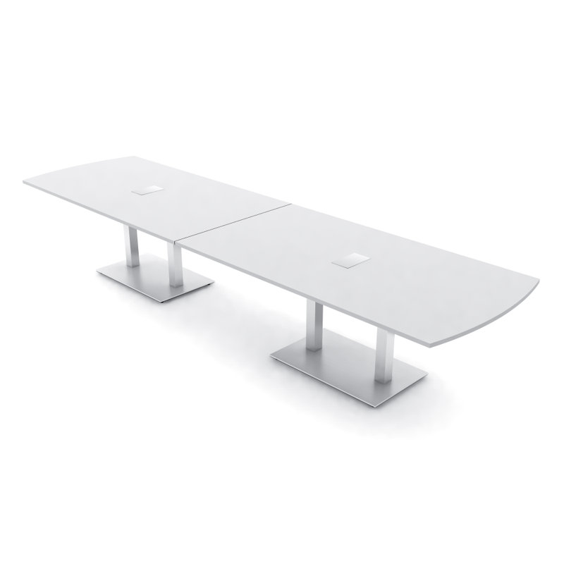 Table de conférence Pavert Arc Unité électrique, H 30 po x l 168 po x P 48 po, Blanc classique, Argent