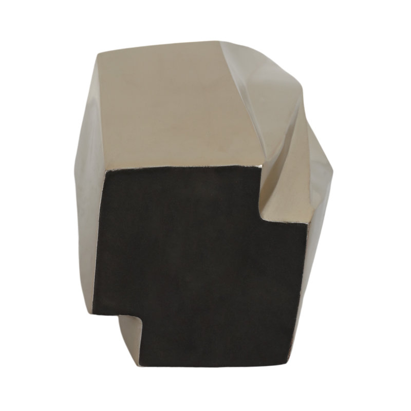 Vase à fleurs moderne en métal à facettes avec couvercle en marbre pour la décoration intérieure - Grand vase sculptural pour salon ou hall d'entrée