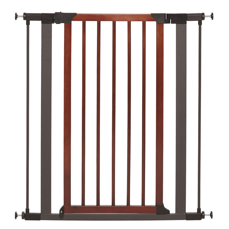Barrière en acier MidWest Homes for Pet avec cadre en graphite texturé et porte décorative en bois