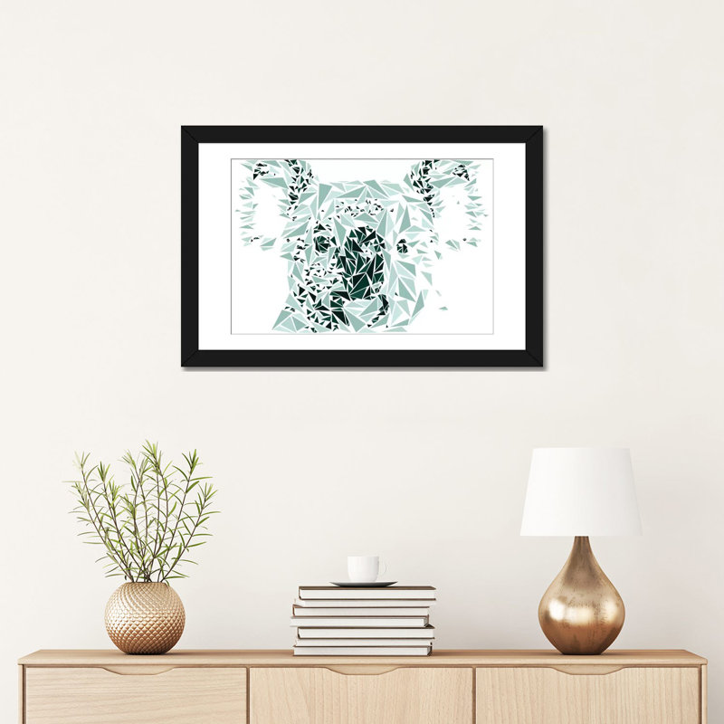 Art sur toile Cristian Mielu Koala, H 16 po x l 24 po x P 1 po, Papier avec cadre noir, Blanc