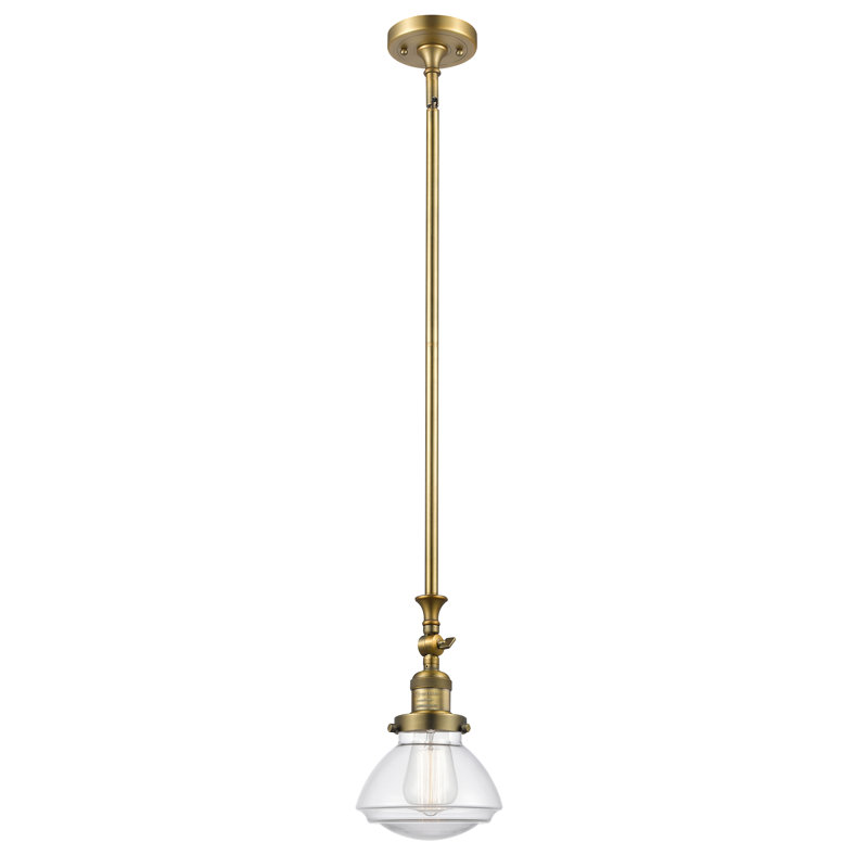 Chesterville 1 - Light Single Pendant, No Bulb Included, Clear, Brushed Brass