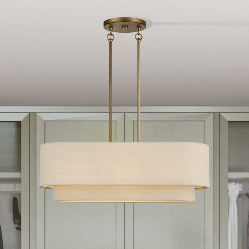 Lustre linéaire moyen à 3 lumières Ashani, Doré, H 19,5 po x l 10 po x P 30 po, Trois lumières