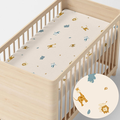 Carino Animals 100% Cotton - Piece Standard Cot Fitted Sheet