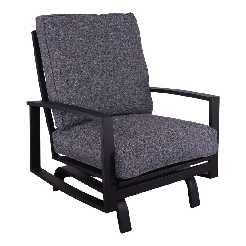 Chaise berçante d'extérieur en métal avec coussins