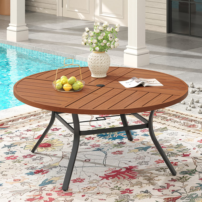 Table de salle à manger d'extérieur, Noyer / noir, H 28,3 po x L 50 po x l 50 po