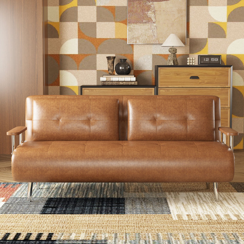 Fauteuil convertible en cuir synthétique Boneless, H 32,6 po x l 70,86 po x P 29,1 po