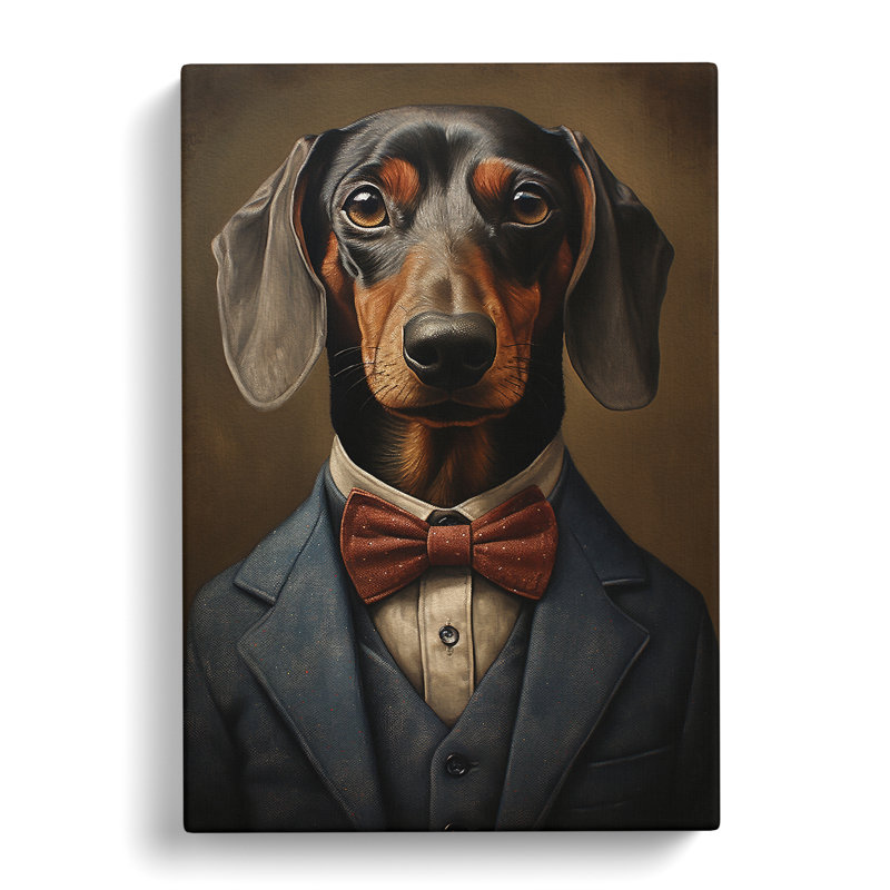Dachshund in a Suit Painting No.2 - Wrapped Canvas, 60cm H x 40cm W x 3cm D