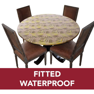 Bayou Breeze Deluxe Elastic Edged Flannel Backed Vinyl Fitted Table Cover - Fern Pattern - Oblong/Oval - Fits Tables Up To 48" W X 68" L