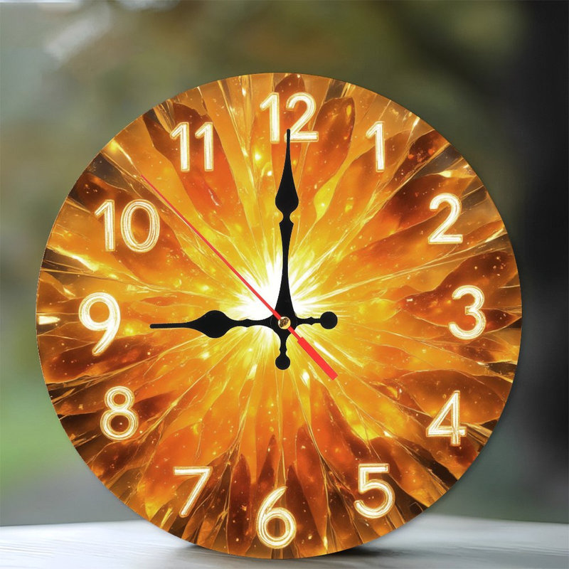 Horloge avec lumière dorée radiale