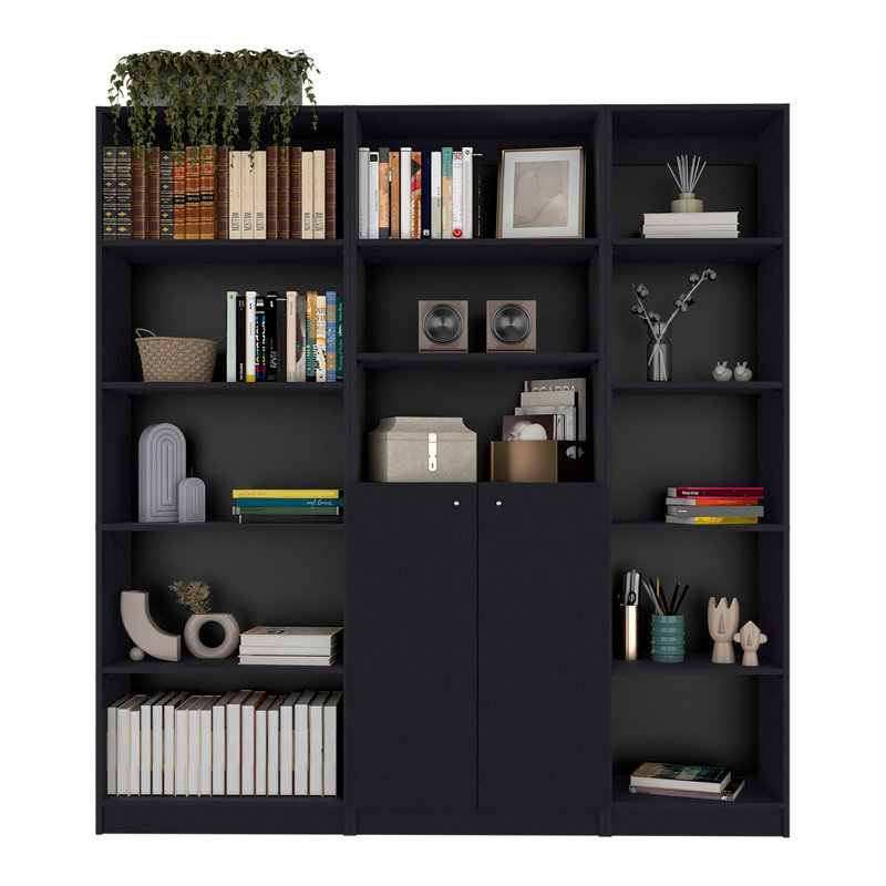 Wenge 3 Piece Living Room Set With 3 Bookcases, Wenge
