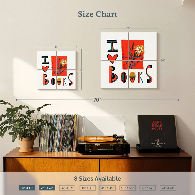 Senne - J'aime les livres, H 26 po x l 26 po