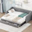 Lit de jour gris très grand simple rembourré avec tiroirs - Lit polyvalent confortable pour les espaces de vie de 2 chambres pratiques et élégantes