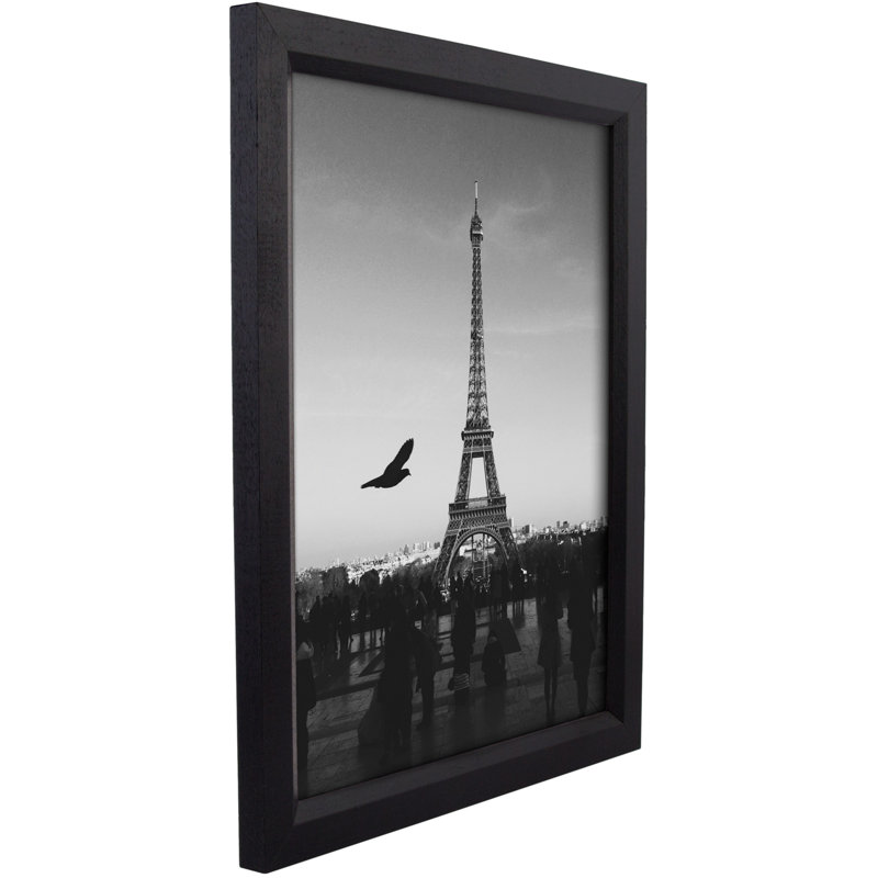 Cadre photo complet en bois de peuplier massif, Noir brillant, L 12 po x H 12 po