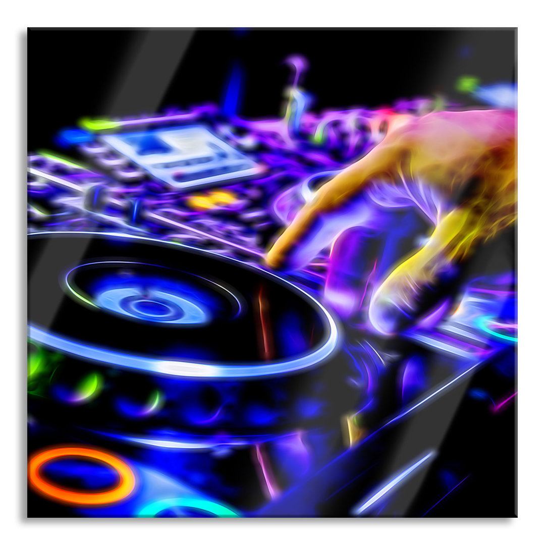 Glasbild Dj Decks Cool Music Kunstdruck auf Leinwand