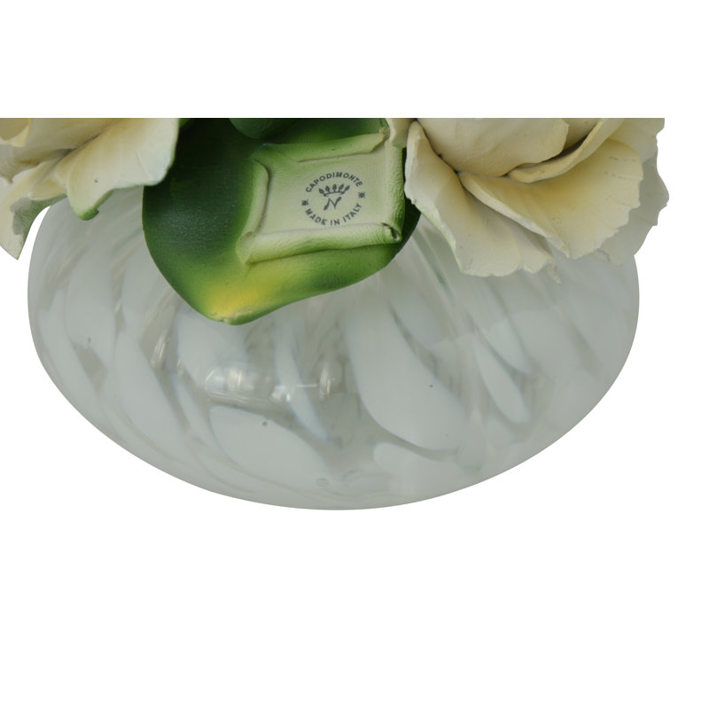 8" Capodimonte Porcelain Oil Diffuser with Cream Peonies