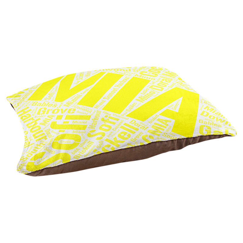 Coussin de chien « districts », Grand (l 40 po x P 30 po x H 14 po), Jaune, Miami