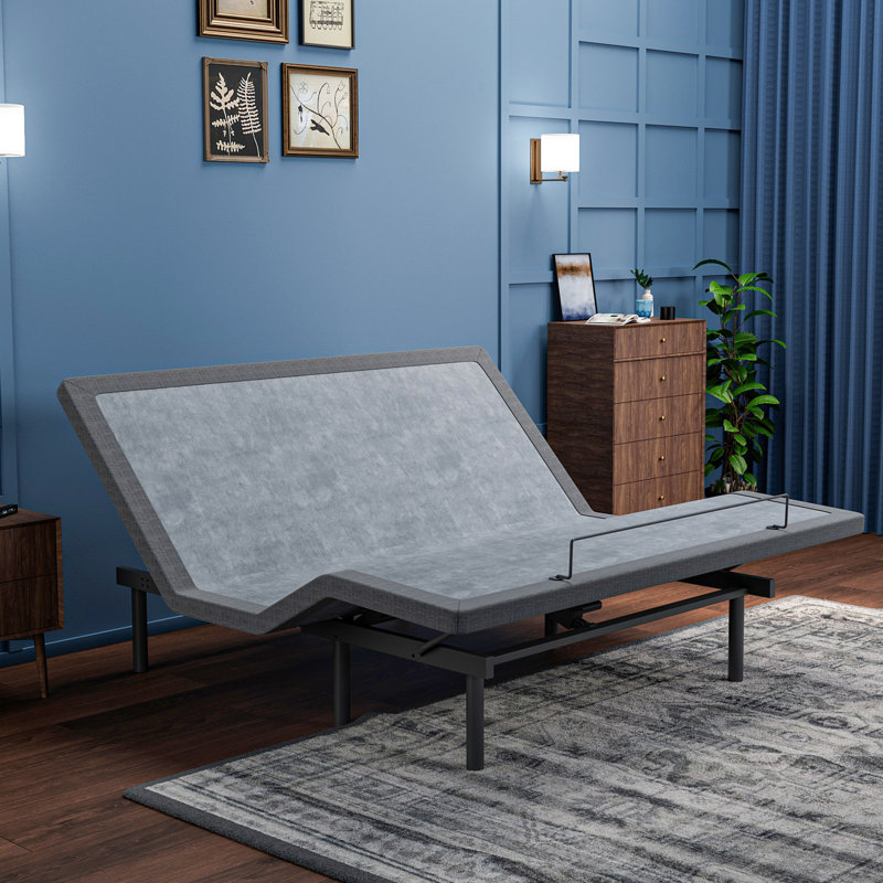 King Adjustable Bed Frame with Wireless Remote & Massage, Head and Foot Incline, USB & Type C Ports on both sides, Zero Gravity, Underbed light, 5 Min Easy Assembly