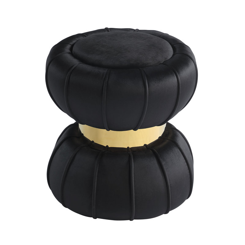 Cerjio Velvet Ottoman, Black Velvet