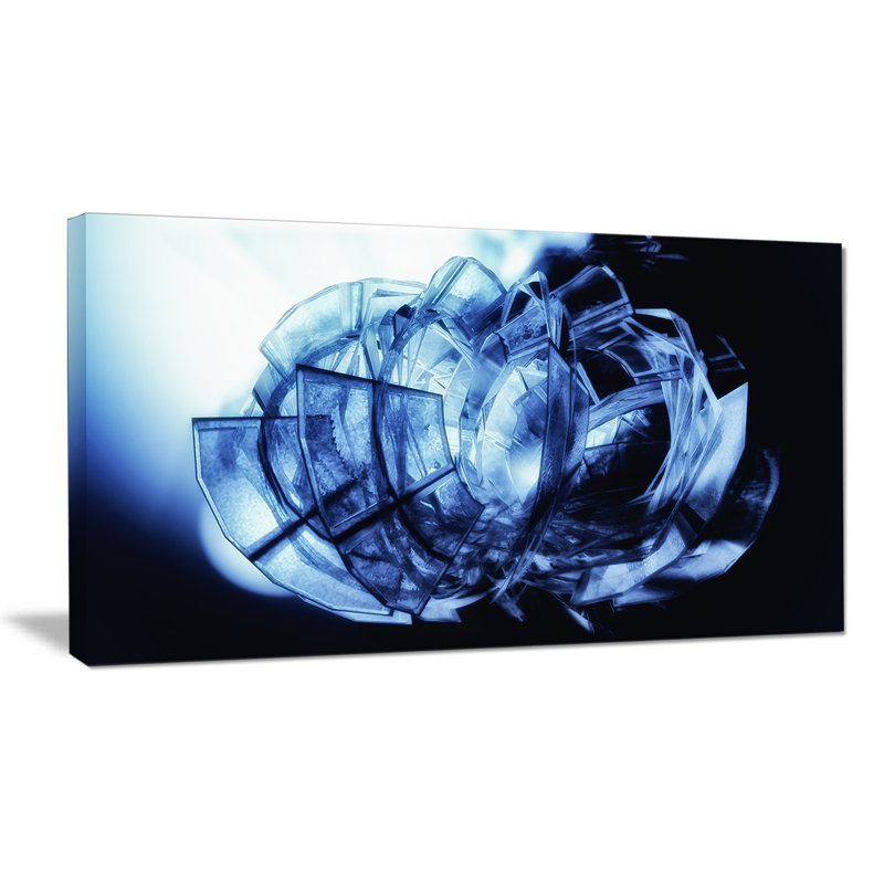 " Fractal 3D Blue Glass Pattern ", 16" H x 32" W x 1" D