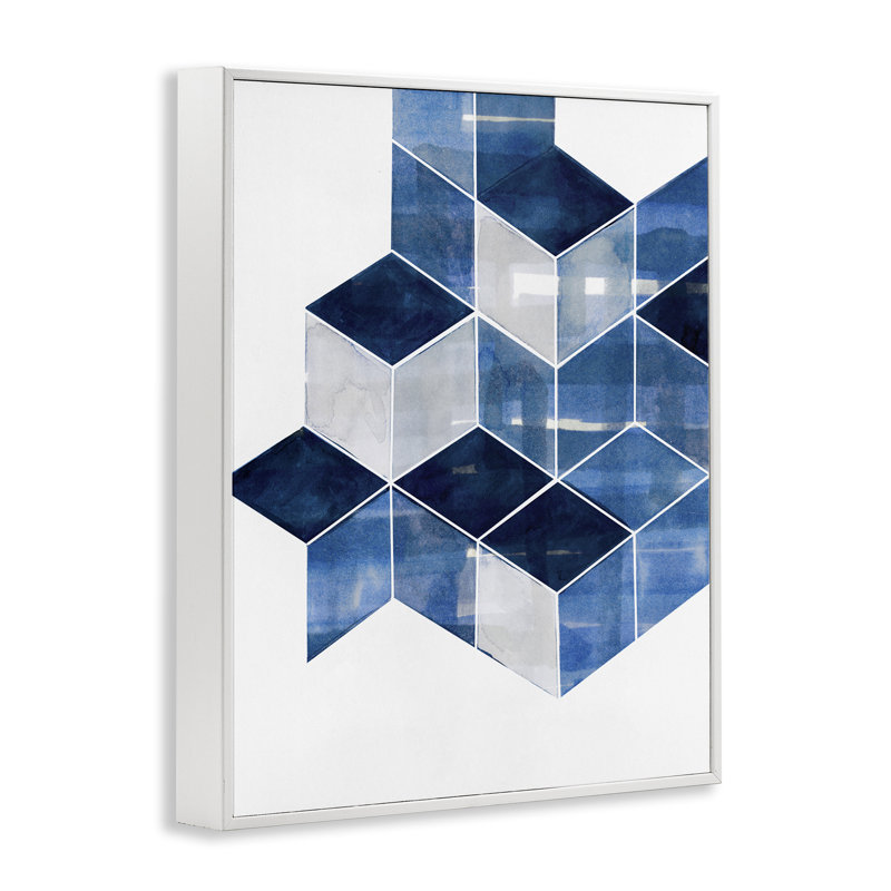 Cubes géométriques empilés, estampe numérique encadrée par Steller Design Studio, H 30 po x l 24 po