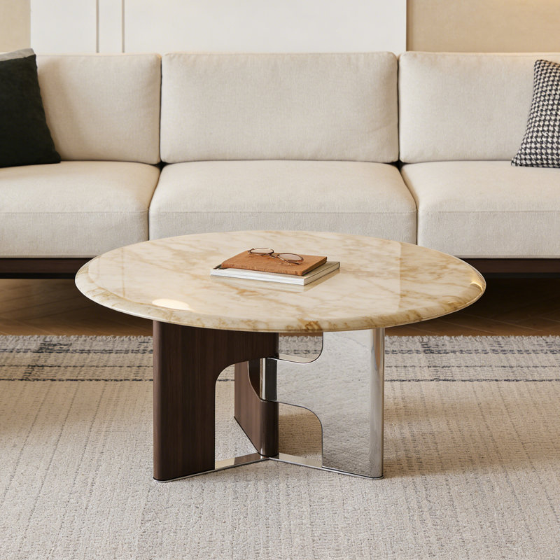 Table basse Luxury, H 15,7 po x l 31,5 po x P 31,5 po, Blanc / Doré