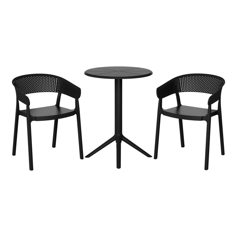 2-Person Outdoor Round Dining Set, Black