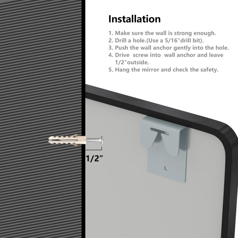 Aamya 32x24 Inch Rectangle Bathroom Vanity Mirror Hangs Horizontal Or Vertical (2 Pack), Black