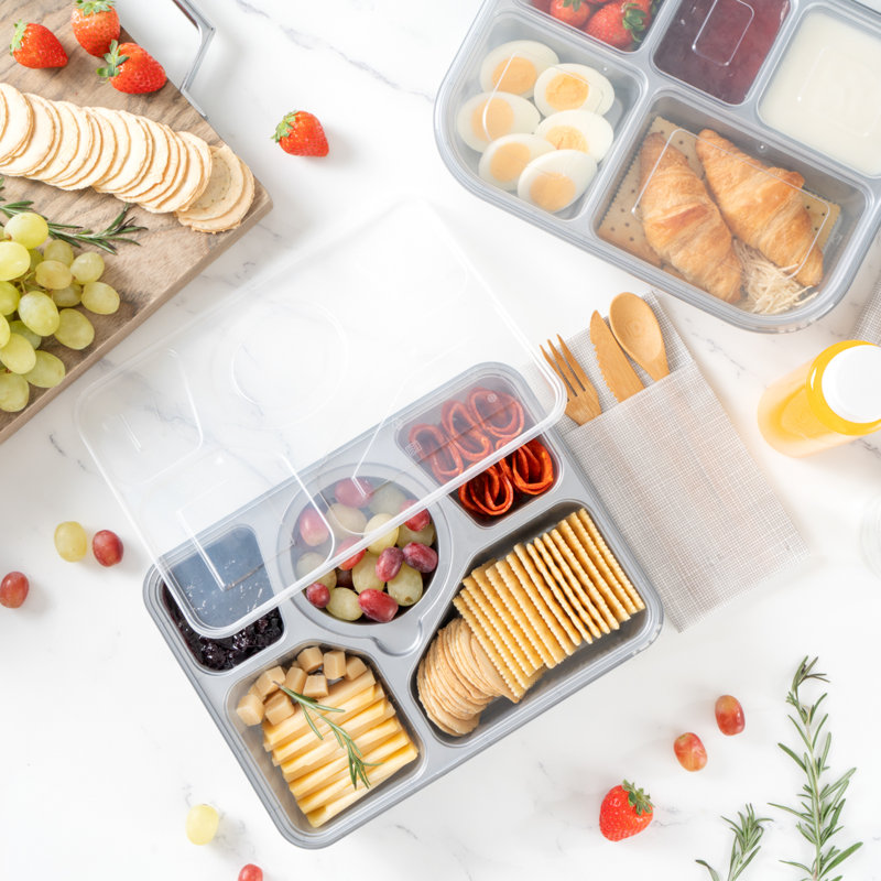 Restaurantware-Futura 63 Ounce Meal Prep Containers With Lids, 100 Tamper-Evident To Go Containers - Microwavable, Disposable, Silver Plastic Food Containers With Lids, For Take Out or Lunches