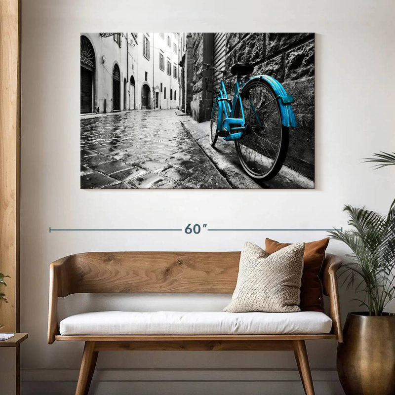 Mehar Retro Blue Bicycle, 32" H x 48" W