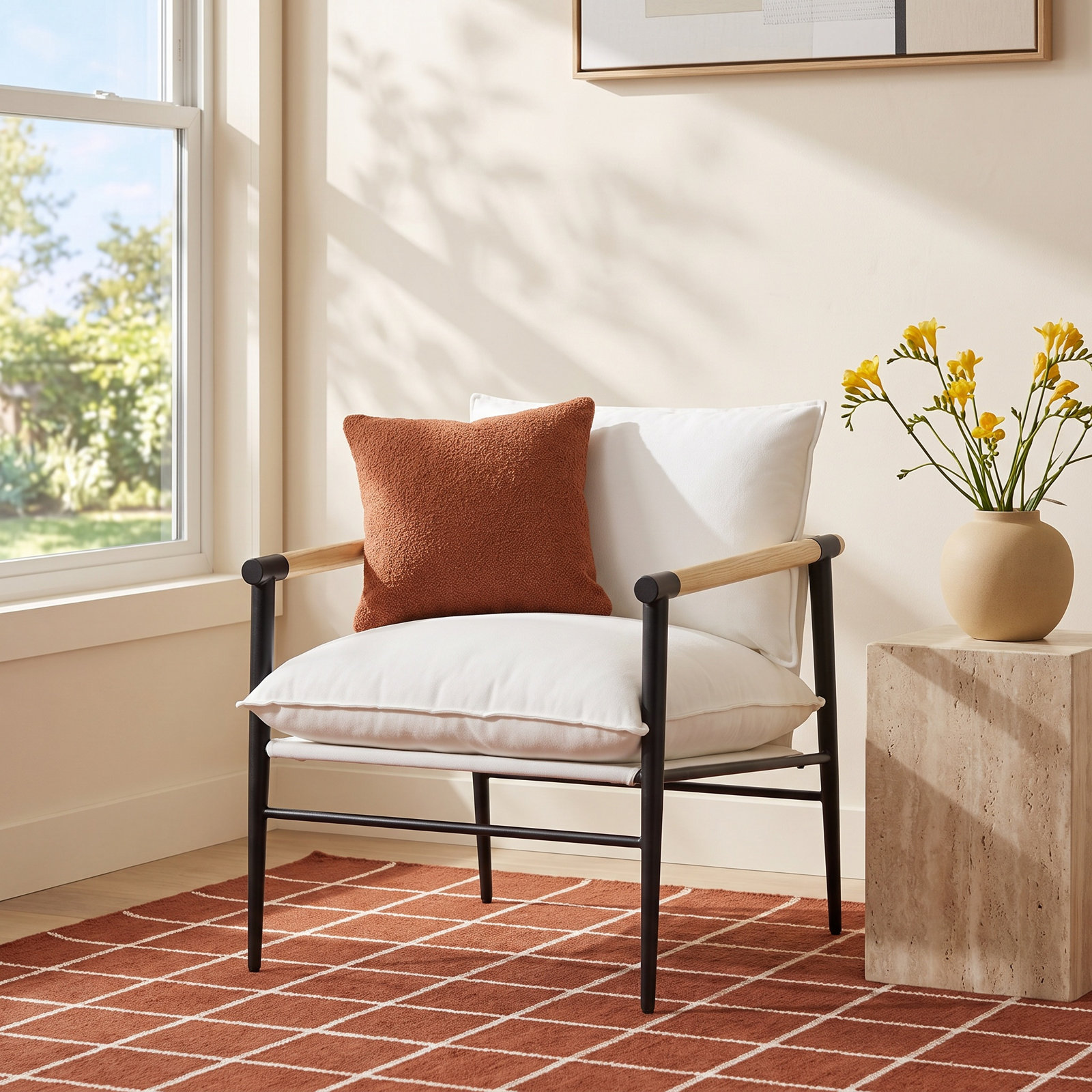 Kala Armchair, White Polyester Blend