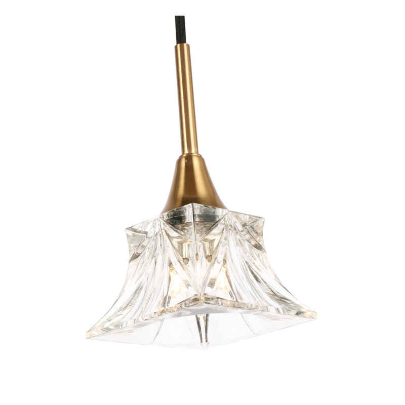 Luminaire suspendu géométrique 3 lumières grappe Angeline, Laiton / Bronze