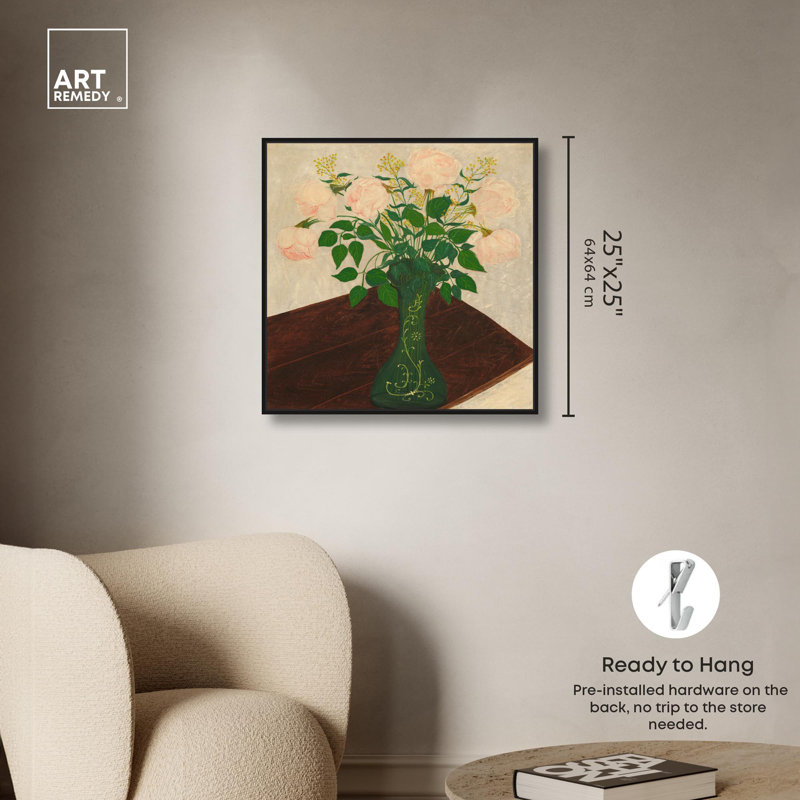 "Tilted Table Botanical Art", reproduction d'art sur toile par Art Remedy, H 24 po x l 24 po, Black Frame