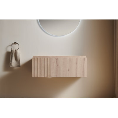 36" Muri White Oak Woodgrain Plywood Cabinet With Double Doors And One Drawer, No Basin And Top, No Faucet And Sink Cover